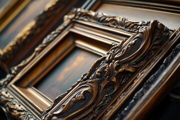 Poster - A close-up view of a picture frame on a table, with details visible