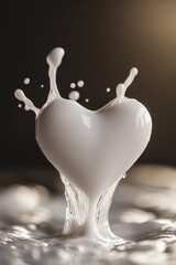 Poster - A splash of clear liquid on a table with a heart-shaped formation at the top
