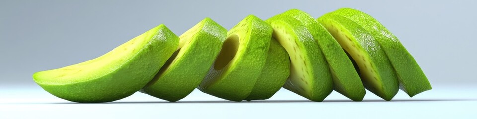 Wall Mural - Freshly sliced green apples arranged neatly on a table