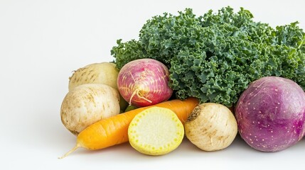 Poster - A group of colorful vegetables arranged on a table, perfect for a kitchen setting or still life composition