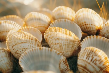 Poster - A close-up shot of a bunch of seashells