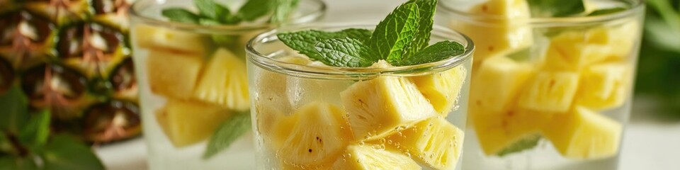 Poster - Fresh pineapple slices in a clear glass of water