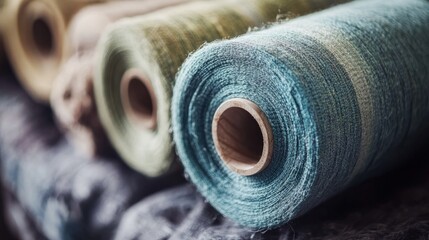 Poster - A collection of colorful yarn rolls on a white background