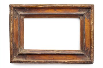 Aufkleber - A wooden picture frame with a simple and elegant design on a white background, perfect for displaying your favorite memories