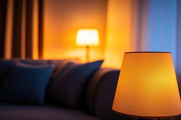 Poster - A lamp sits on a table, providing warm lighting