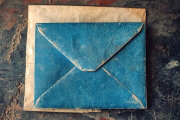 Poster - A blue envelope sits on a table