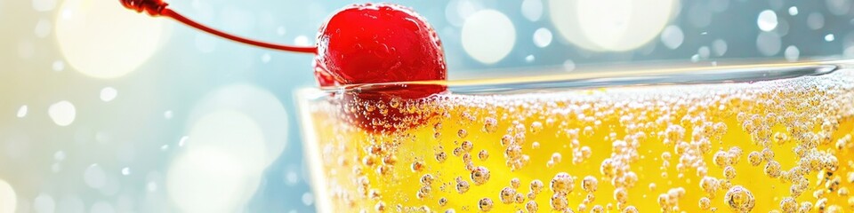 Aufkleber - A glass filled with frothy beer and topped with a single cherry, perfect for a relaxing evening or as an added touch to a meal