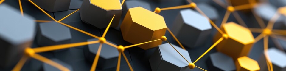 Poster - close up of a group of yellow and black cubes, ideal for abstract backgrounds or art projects