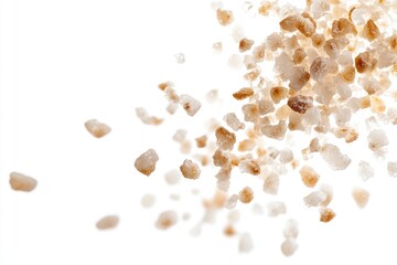 Poster - A pile of sugar crystals arranged neatly on a white surface