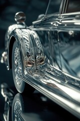 Poster - Close-up shot of a shiny silver car