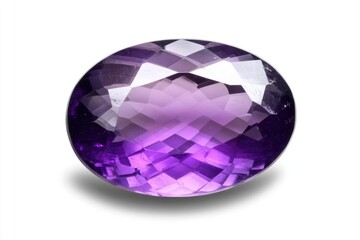 Poster - A single amethyst gemstone sits on a white background, perfect for jewelry or decorative use