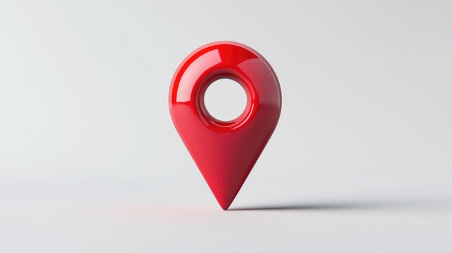 Red 3D Location Pin on White Background