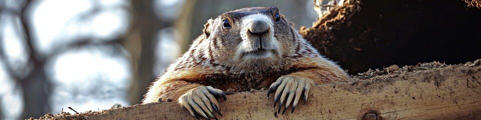 Poster - A close-up view of a squirrel sitting on a log, showcasing its fur and features