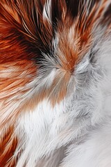 Poster - A detailed shot of the plumage on a bird's body, featuring vibrant red and white feathers