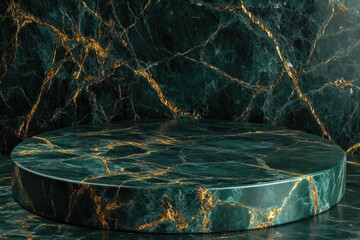 Poster - A decorative table with a green marble surface and a circular base