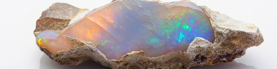 Poster - A small piece of opalite mineral on a white background