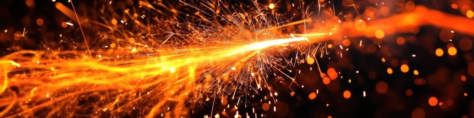 Poster - A close-up shot of a fire with sparks flying out, ideal for use in scenes where warmth and light are needed