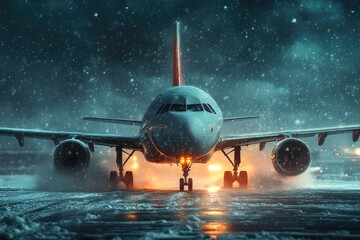 Aufkleber - A large commercial airliner parked on an airport tarmac, ready for departure