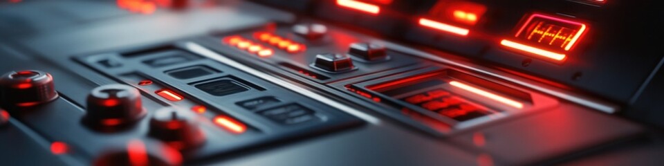 Poster - A close-up view of a control panel with bright red indicator lights