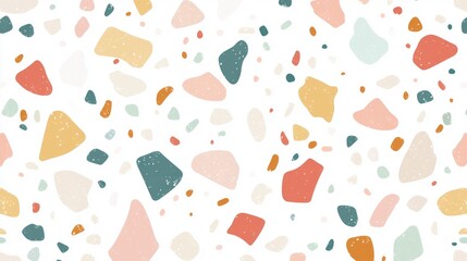 Aufkleber - This unique terrazzo pattern features soft edges and a harmonious blend of neutral colors and pastels, perfect for modern decor and design projects