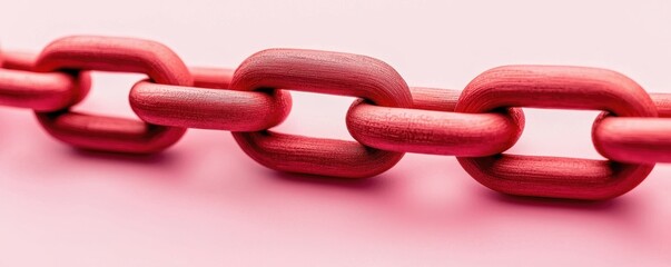 Poster - Red chain links on a pink background, symbolizing connection and strength in design.