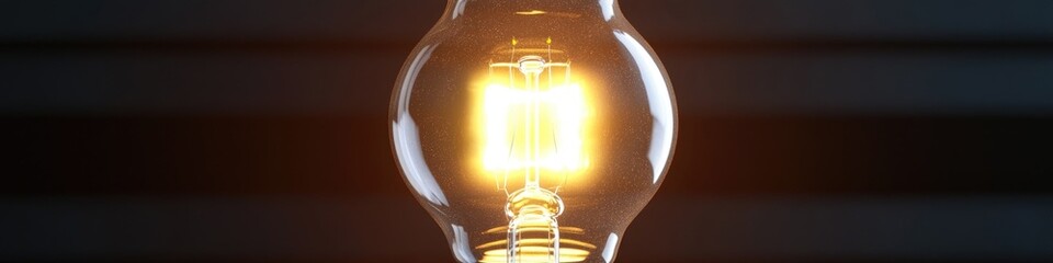 Poster - a close-up shot of a light bulb on a table, suitable for use in product or interior design contexts