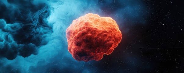 Poster - A vibrant cosmic cloud illuminated against a starry backdrop.