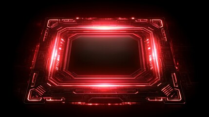 Poster - Abstract Red Glowing Frame Digital Technology Futuristic Background Design