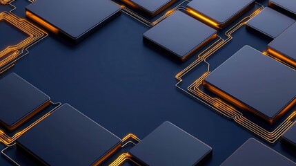 Poster - Close-up of modern computer chips with intricate circuits on a dark background.