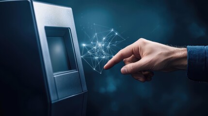 Poster - A hand interacts with a futuristic touchscreen interface, emitting a spark of digital energy.