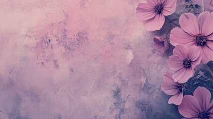 Poster - A soft, pastel background with blooming flowers, ideal for digital design or invitations.
