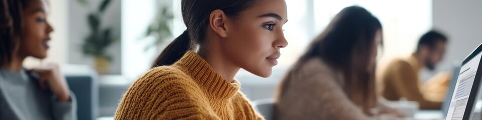 Poster - a person sitting at a desk with a laptop, possibly working or studying