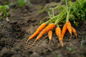 Wall Mural - the fresh carrots on ground