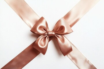 Canvas Print - A pink ribbon with a decorative bow on a white background