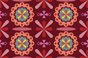 Wall Mural - Abstract Ethnic Art, Geometric Design, Tribal Seamless Pattern, Fabric Pattern, Print Pattern, Pattern, Art, Cover, Prints, Wallpapers, Carpet Designs, Patterns on products.