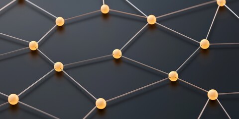 Aufkleber - Abstract network design with connected nodes on a dark background.