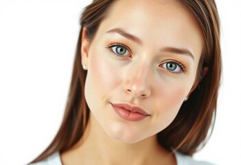 Wall Mural - Photorealistic female portrait isolated on white background