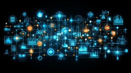 Poster - Abstract Digital Data Network Futuristic Technology Background Interface