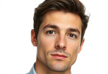 Wall Mural - Photorealistic half-length male portrait on white background