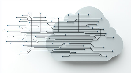 Poster - cloud computing concept illustration with circuit board design inside a cloud shape 