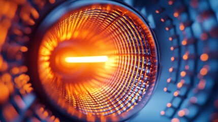 Poster - Illuminated tunnel effect created by digital rendering with blue and orange