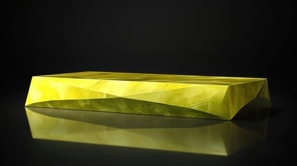 Poster - A smooth, polished yellow-green rhombus podium, awaiting a luxurious product package to complete the display.