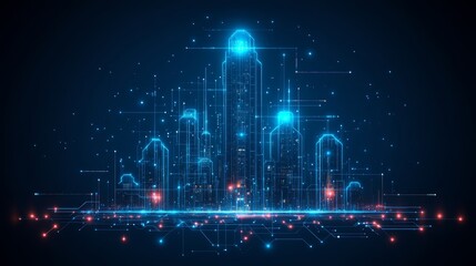 Poster - Futuristic Smart Cityscape Digital Network Innovation Technology