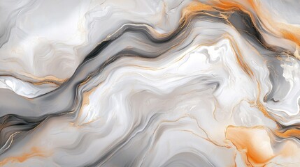 Poster - Elegant Abstract Marble Background with Gray and Orange Swirls
