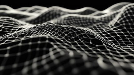 Poster - Abstract Representation of Waves Using Wireframe Grid Structure