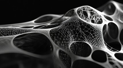 Poster - Abstract Black and White Network Structure with Intricate Design