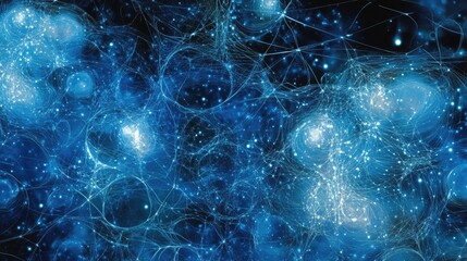 Poster - Blue Abstract Background with Light Effects and Particle Objects