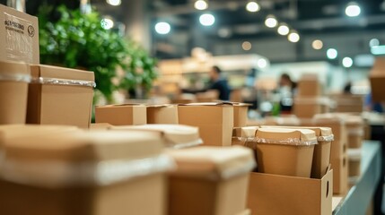 Poster - Onsite production of eco-friendly packaging displayed vibrantly, illustrating sustainability efforts in packaging solutions that align with closer and more localized production strategies.