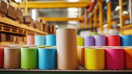 Poster - Onsite production of eco-friendly packaging displayed vibrantly, illustrating sustainability efforts in packaging solutions that align with closer and more localized production strategies.