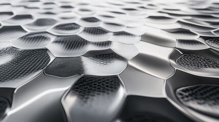 Poster - Abstract Close-up of Textured Metallic Honeycomb Surface Patterns